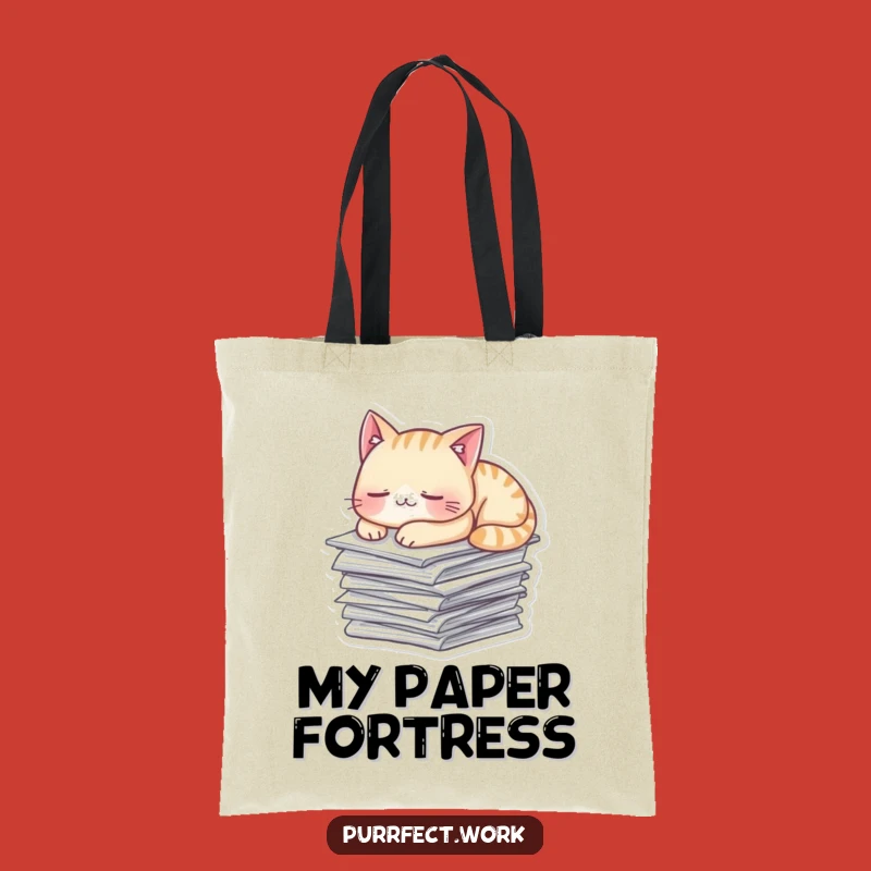 Funny Napping Cat Paper Tote Bag - Cute Sleepy Pet Gift